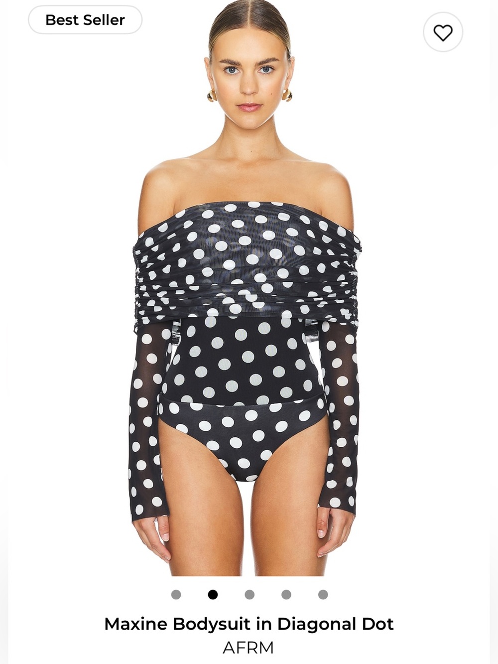AFRM Black and White Off-Shoulder Polka Dot One-Piece